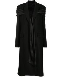 Simone Rocha Satin Scarf-detail Coat - Black