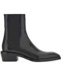 Ferragamo - Squared-Toe Leather Ankle Boots - Lyst