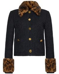 Cara Cara - Benecio Leopard-Trim Tweed Jacket - Lyst