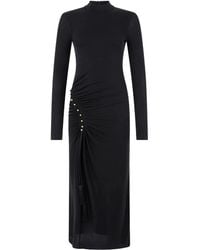 Roberto Cavalli - Gathered-Detail High-Neck Midi Dress - Lyst