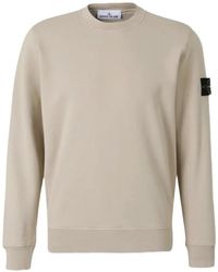 Stone Island - 6100060 Organic Cotton Fleece Regular-Fit Crewneck Sweatshirt With Raglan Sleeves - Lyst
