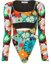 Amir Slama - Floral-Print Cut-Out Swimsuit - Lyst