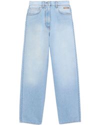 MSGM - Logo-embroidered Mid-rise Jeans - Lyst
