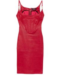 Versace - Medusa '95 Leren Midi-Jurk Met Korset - Lyst