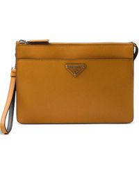 Prada - Logo-Detail Leather Pouch - Lyst