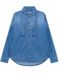 MSGM - Camicia Denim Con Fiocco - Lyst