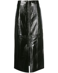 Gestuz - Idanagz Leather Midi Skirt - Lyst