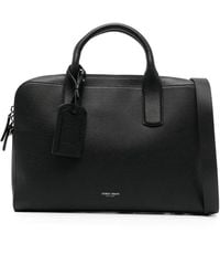 Giorgio Armani - Logo-Stamp Leather Laptop Bag - Lyst