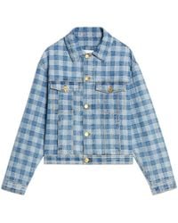 Ami Paris - Check-pattern Denim Jacket - Lyst