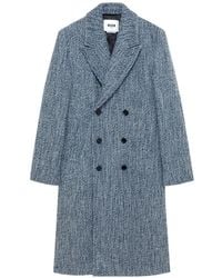 MSGM - Double-Breasted Marl-Effect Coat - Lyst