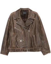 Manokhi - Kaisa Leren Bikerjack Met Ceintuur - Lyst