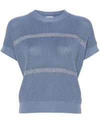 Peserico - Striped Ribbed-knit Jumper - Lyst