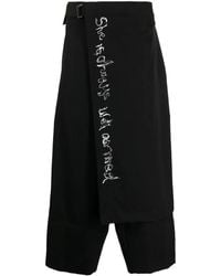 Yohji Yamamoto - Pantalones capri con diseño cruzado - Lyst