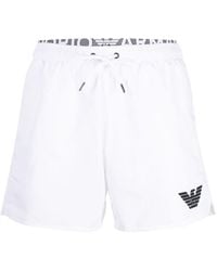 Emporio Armani - Logo-print Drawstring Swim Shorts - Lyst