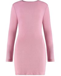 SABLYN - Kelly Geribbelde Mini-Jurk Met Lange Mouwen - Lyst