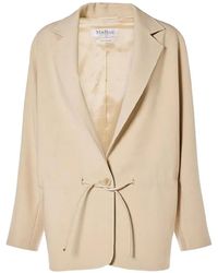 Max Mara - Drawstring-Waist Notched-Lapels Jacket - Lyst