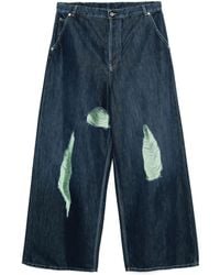 Off-White c/o Virgil Abloh - Shredded Wide-Leg Denim Jeans - Lyst