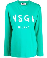 MSGM - T-shirt a maniche lunghe con stampa - Lyst