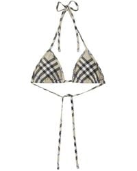 Burberry - Top bikini a quadri - Lyst