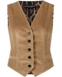 Dolce & Gabbana Ribfluwelen Gilet - Bruin