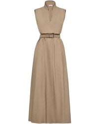 Brunello Cucinelli - Cotton-Blend Belted Dress - Lyst