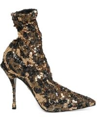 Dolce & Gabbana - Sequin-Embellished Leopard-Print Ankle Boots - Lyst