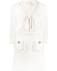 Elisabetta Franchi Jurk Met Tweed Vlakken - Wit