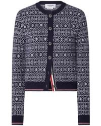 Thom Browne - Merino Wool Jacquard Snowflake Cardigan - Lyst