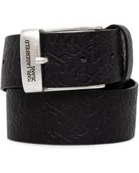 KARL LAGERFELD - Monogram-Embossed Leather Belt - Lyst