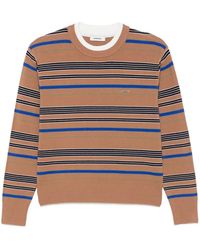 Sandro - Striped Logo-Plaque Sweater - Lyst