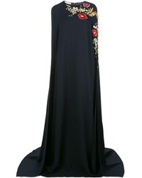 Oscar de la Renta Avondjurk Met Borduurwerk - Blauw