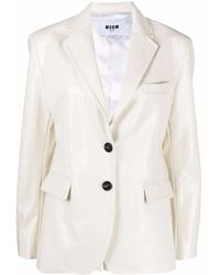 MSGM - Crackle-Effect Eco Leather Blazer - Lyst