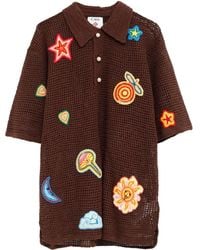 CASABLANCA - Crochet-Knit Polo Shirt - Lyst