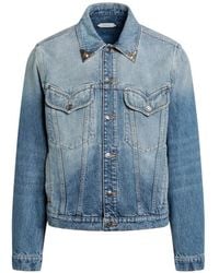 Versace - Veste En Jean À Col À Ornements - Lyst