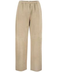 Antonelli - Elasticated-Waist Suede Trousers - Lyst