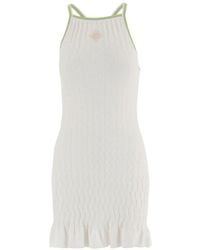CASABLANCA - Ruffled-Hem Ribbed Dress - Lyst
