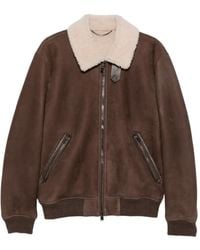 Canali - Shearling-Collar Suede Jacket - Lyst