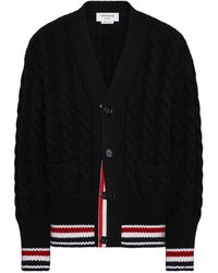 Thom Browne - V-Neck Stripe-Hem Cardigan - Lyst