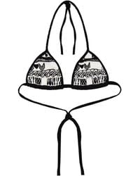 Laneus - Intarsia-Knit Logo Bikini Top - Lyst