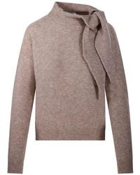 Roberto Collina - Tie-Neck Ribbed-Detail Sweater - Lyst