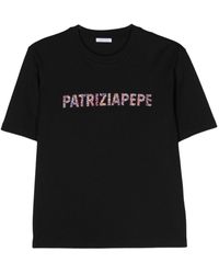 Patrizia Pepe - Camiseta con logo de strass - Lyst