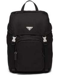 Prada - Logo Plaque Drawstring Backpack - Lyst