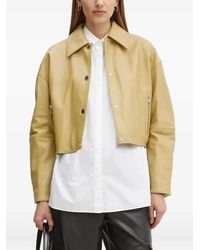 BOSS - クロップド レザージャケット - Lyst