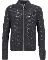 Jil Sander - Cardigan Zippé À Détails De Perforations - Lyst