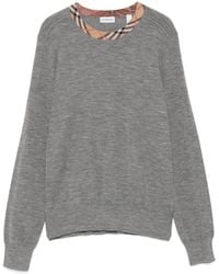 Burberry - Jersey de lana con ribete a cuadros - Lyst