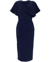 Amsale - Draped Detailing Midi Dress - Lyst