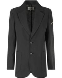 MM6 by Maison Margiela - Logo-Print Single-Breasted Jacket - Lyst