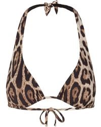 Dolce & Gabbana - Leopard-print Halterneck Bikini Top - Lyst