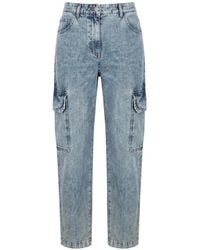 Moorer - Lively-101 Acid-Wash Cargo-Pockets Straight-Leg Jeans - Lyst