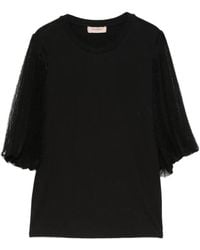 Twinset - Mesh-Sleeve Top - Lyst